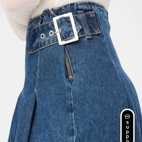 Tripp NYC Blue Denim A-Line Skirt with Belt - Picture 7 of 11